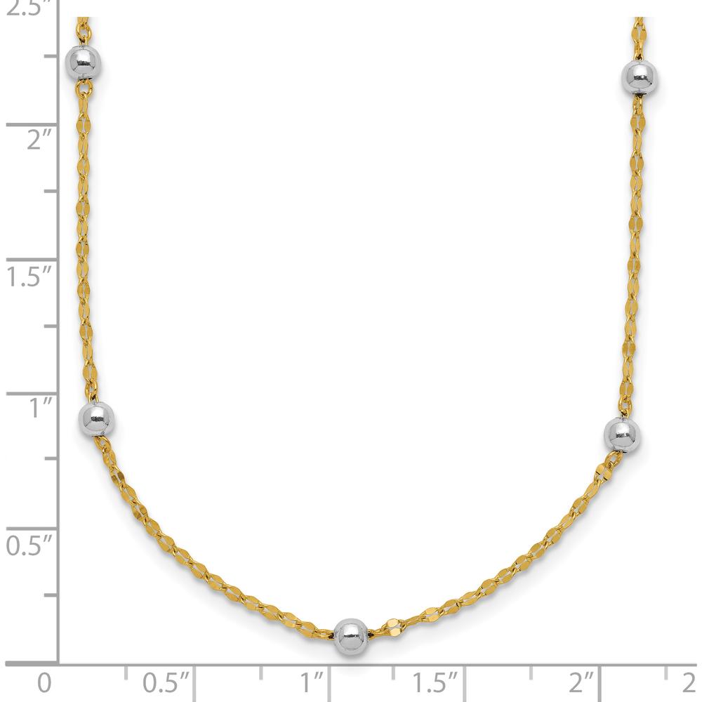 14K Two-Tone Gold Polished Bead Fancy 17" Station Necklace by 0