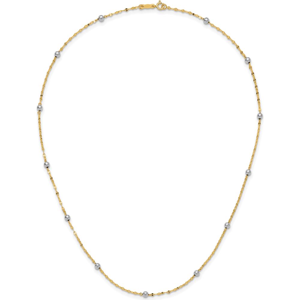 14K Two-Tone Gold Polished Bead Fancy 17" Station Necklace by 0