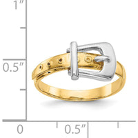 14K Two-Tone Gold Polished Buckle Ring for Women - A Modern Fashion Statement in Solid Gold by Oro Pregiato