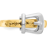 14K Two-Tone Gold Polished Buckle Ring for Women - A Modern Fashion Statement in Solid Gold by Oro Pregiato