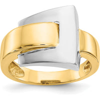 14K Two-Tone Gold Polished Buckle Ring - Modern Luxury Statement Design by Oro Pregiato