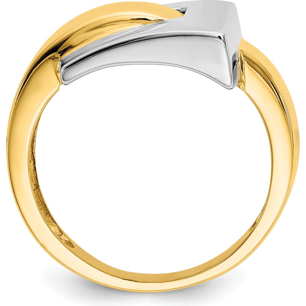 14K Two-Tone Gold Polished Buckle Ring - Modern Luxury Statement Design by Oro Pregiato