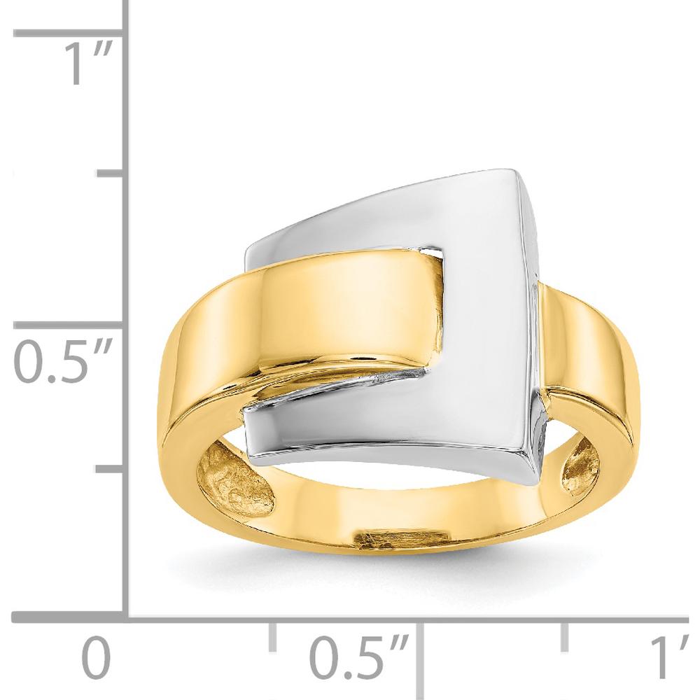 14K Two-Tone Gold Polished Buckle Ring - Modern Luxury Statement Design by Oro Pregiato
