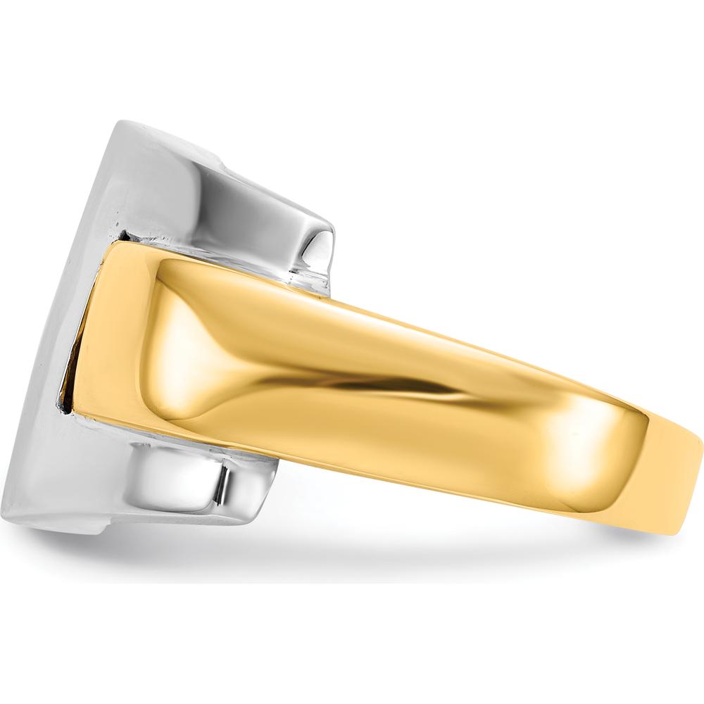 14K Two-Tone Gold Polished Buckle Ring - Modern Luxury Statement Design by Oro Pregiato