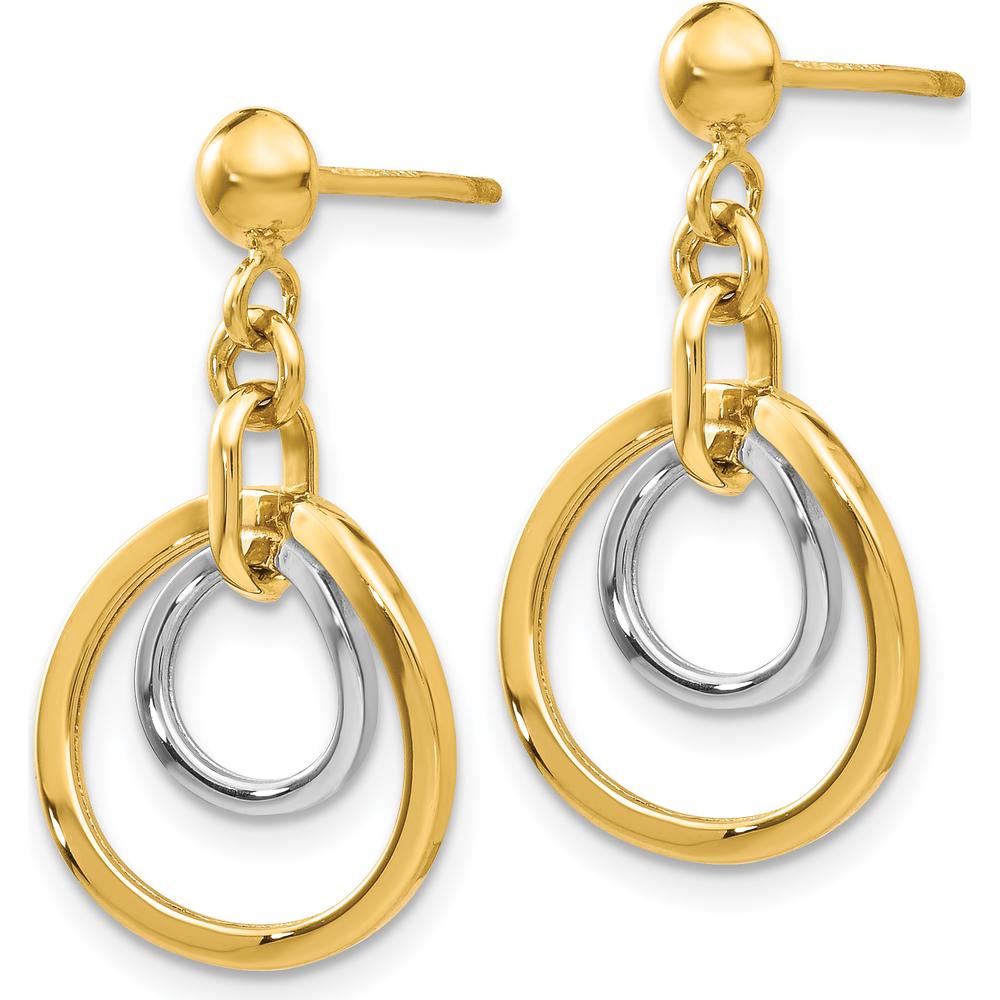 14K Two-Tone Gold Polished Circle Drop Dangle Earrings by 0