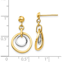 14K Two-Tone Gold Polished Circle Drop Dangle Earrings by 0