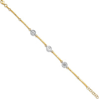 14K Two-Tone Gold Polished Compass, Anchor, Ship Wheel Bracelet - 7" with 1" Extender by Oro Pregiato