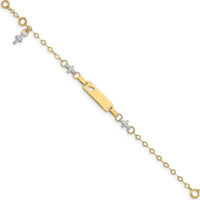 14K Two-Tone Gold Polished Cross and Heart Baby/Child ID Bracelet with 1" Extender by Oro Pregiato