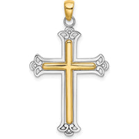 14K Two-Tone Gold Polished Cross Charm Pendant - 29.8mm by Oro Pregiato