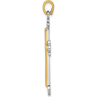 14K Two-Tone Gold Polished Cross Charm Pendant - 29.8mm by Oro Pregiato