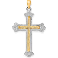 14K Two-Tone Gold Polished Cross Charm Pendant - 29.8mm by Oro Pregiato