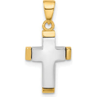 14K Two-Tone Gold Polished Cross Pendant - 20.7mm Length by Oro Pregiato