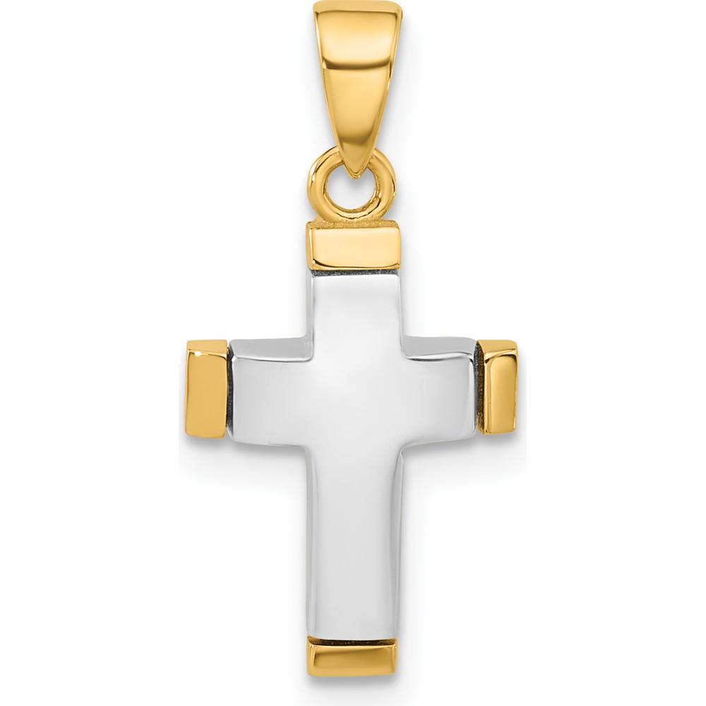 14K Two-Tone Gold Polished Cross Pendant - 20.7mm Length by Oro Pregiato