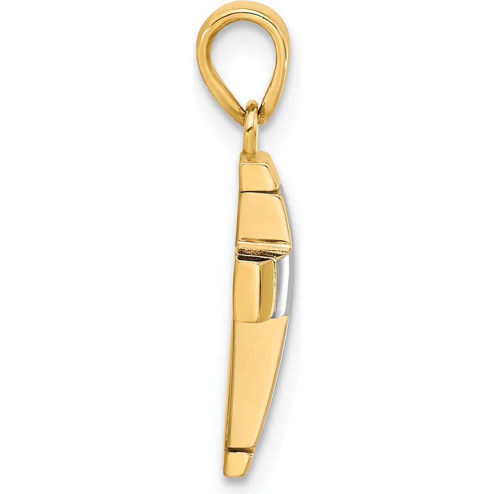 14K Two-Tone Gold Polished Cross Pendant - 20.7mm Length by Oro Pregiato