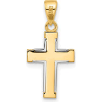 14K Two-Tone Gold Polished Cross Pendant - 20.7mm Length by Oro Pregiato