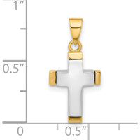 14K Two-Tone Gold Polished Cross Pendant - 20.7mm Length by Oro Pregiato