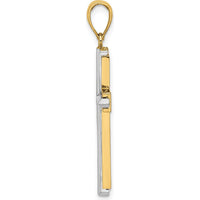 14K Two-Tone Gold Polished Cross Pendant Charm - 33.45mm Length by Oro Pregiato