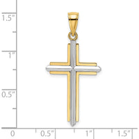 14K Two-Tone Gold Polished Cross Pendant Charm - 33.45mm Length by Oro Pregiato