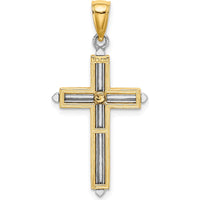 14K Two-Tone Gold Polished Cross Pendant Charm - 33.45mm Length by Oro Pregiato