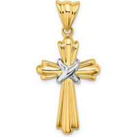 14K Two-Tone Gold Polished Cross Pendant with X Center Design - 36.8mm Length by Oro Pregiato