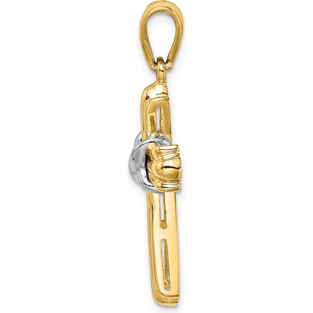 14K Two-Tone Gold Polished Cross Pendant with X Center Design - 36.8mm Length by Oro Pregiato