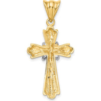 14K Two-Tone Gold Polished Cross Pendant with X Center Design - 36.8mm Length by Oro Pregiato