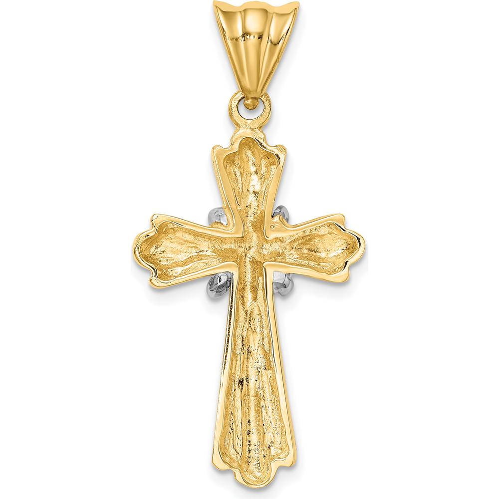 14K Two-Tone Gold Polished Cross Pendant with X Center Design - 36.8mm Length by Oro Pregiato