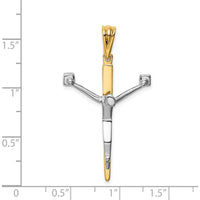 14K Two-Tone Gold Polished Crucifix Pendant - 38.30mm Length by Oro Pregiato