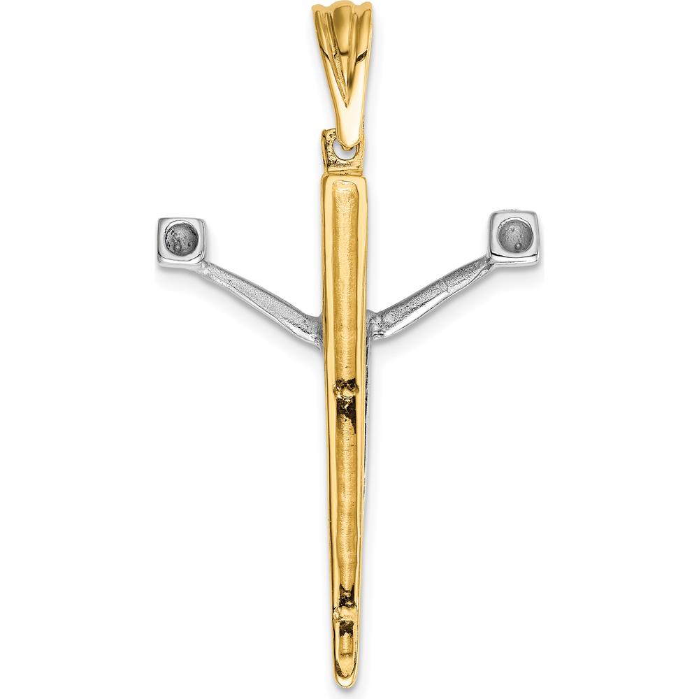 14K Two-Tone Gold Polished Crucifix Pendant - 38.30mm Length by Oro Pregiato