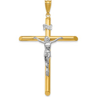 14K Two-Tone Gold Polished Crucifix Pendant - Faith Symbol 65mm Length by Oro Pregiato