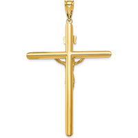 14K Two-Tone Gold Polished Crucifix Pendant - Faith Symbol 65mm Length by Oro Pregiato