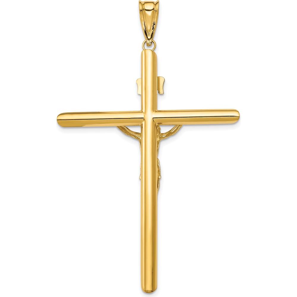 14K Two-Tone Gold Polished Crucifix Pendant - Faith Symbol 65mm Length by Oro Pregiato