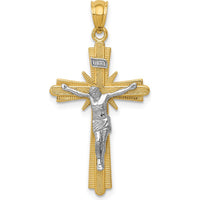 14K Two-Tone Gold Polished Crucifix Pendant - Faithful Symbol of Devotion and Elegance by Oro Pregiato