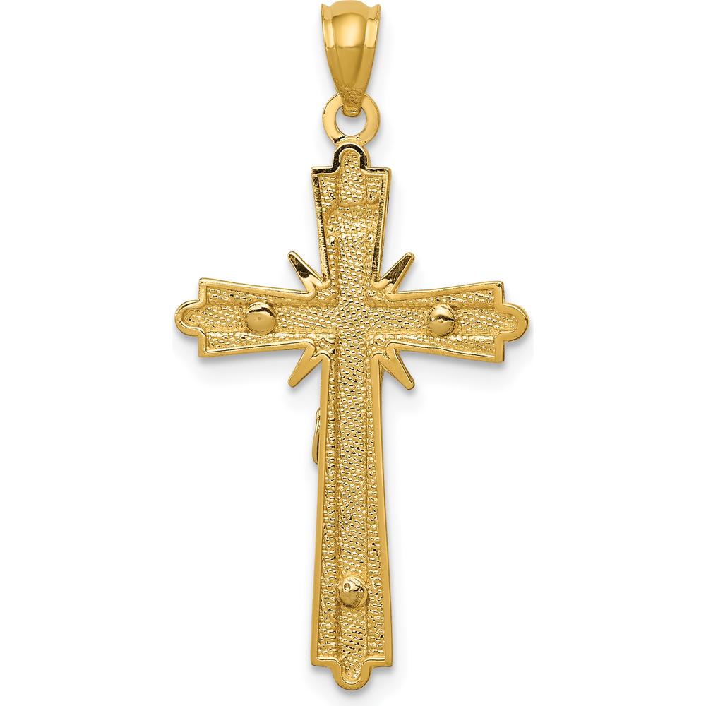 14K Two-Tone Gold Polished Crucifix Pendant - Faithful Symbol of Devotion and Elegance by Oro Pregiato