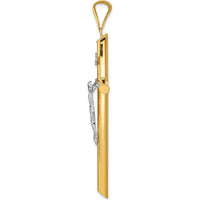 14K Two-Tone Gold Polished Crucifix Pendant with Hollow Design - 66mm Length by Oro Pregiato