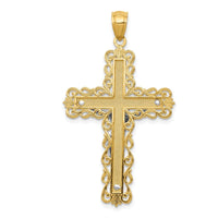 14K Two-Tone Gold Polished Crucifix Pendant with Textured Detailing - Solid Faith Pendant by Oro Pregiato