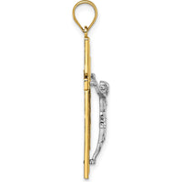 14K Two-Tone Gold Polished Diamond-Cut Crucifix Pendant - 36.7mm by Oro Pregiato