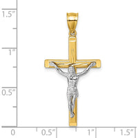 14K Two-Tone Gold Polished Diamond-Cut Crucifix Pendant - 36.7mm by Oro Pregiato