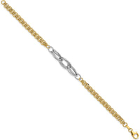 14K Two-Tone Gold Polished Diamond-Cut Fancy Link 7.5" Bracelet by 0