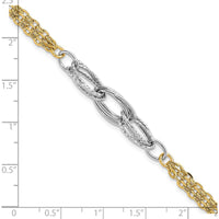 14K Two-Tone Gold Polished Diamond-Cut Fancy Link 7.5" Bracelet by 0