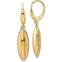 14K Two-Tone Gold Polished Diamond-Cut Teardrop Drop Earrings with Criss Cross Design by 0