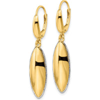 14K Two-Tone Gold Polished Diamond-Cut Teardrop Drop Earrings with Criss Cross Design by 0