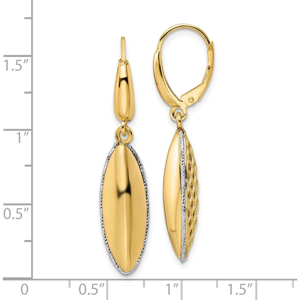 14K Two-Tone Gold Polished Diamond-Cut Teardrop Drop Earrings with Criss Cross Design by 0