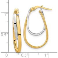 14K Two-Tone Gold Polished Double Oval Hoop Earrings - 26mm Length by 0