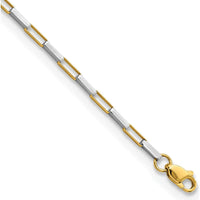 14K Two-Tone Gold Polished Fancy Box Link Bracelet - 7.5" Length by Oro Pregiato