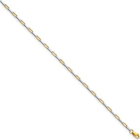 14K Two-Tone Gold Polished Fancy Box Link Bracelet - 7.5" Length by Oro Pregiato