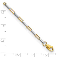 14K Two-Tone Gold Polished Fancy Box Link Bracelet - 7.5" Length by Oro Pregiato