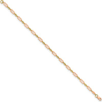 14K Two-Tone Gold Polished Fancy Rectangle Link Bracelet - 7.5" Length by Oro Pregiato