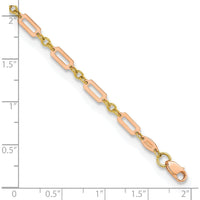 14K Two-Tone Gold Polished Fancy Rectangle Link Bracelet - 7.5" Length by Oro Pregiato
