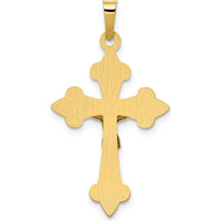 14K Two-Tone Gold Polished Fleur de Lis INRI Crucifix Pendant - 32mm Length by Oro Pregiato